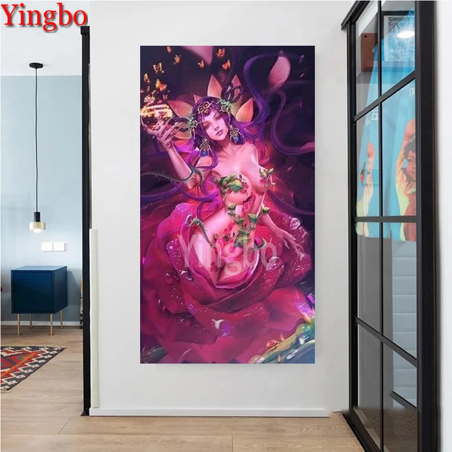 

DIY Diamond Painting Rose Fairy Woman Picture Of Rhinestones Diamond Embroidery Full Round Mosaic Stones Craft Holiday gift