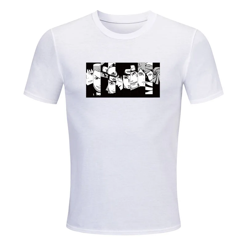 100% cotton men's summer T-shirt short-sleeved O collar clothes 2019 naruto print anime couple fashion tops | Мужская одежда