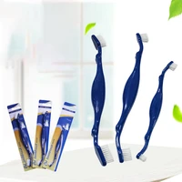 pet plastic blue double sided toothbrush one big one small on ends dog teeth cleaning tools