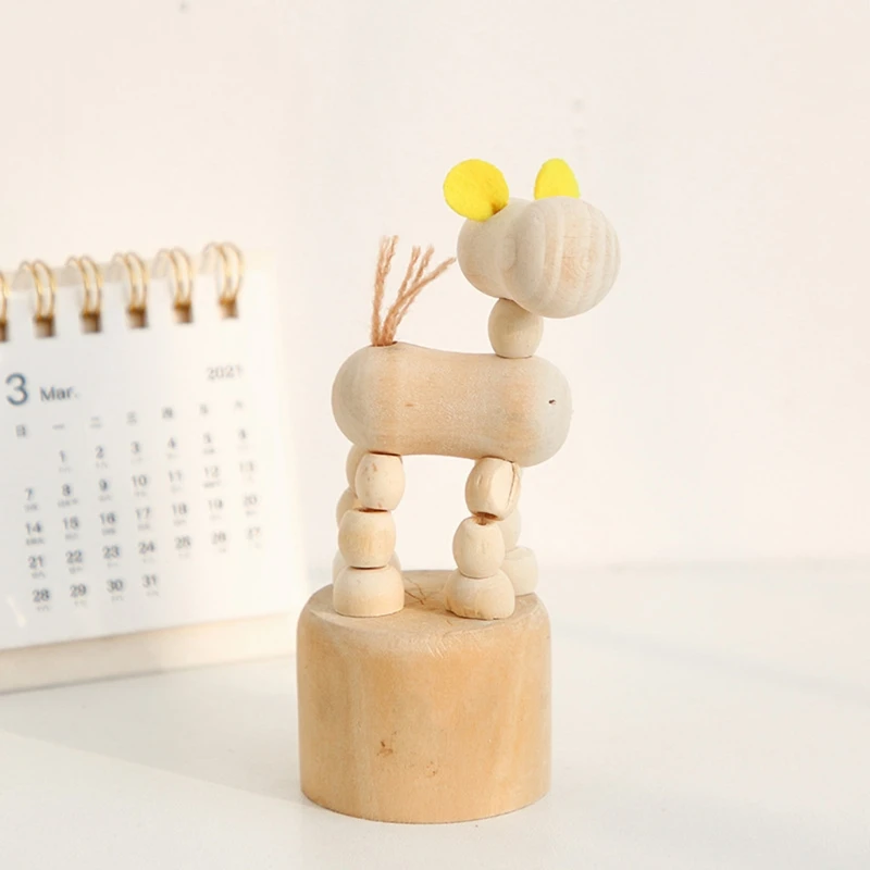 

Wooden Small Animal Mini Desktop Ornaments Cute Cartoon Building Blocks Toys Q0KA