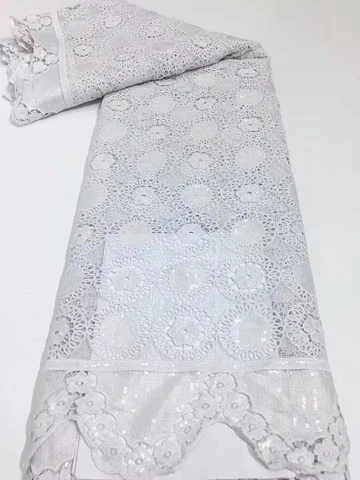 Белая кружевная ткань 2022, высококачественное кружево, швейцарская, новейшие африканские хлопковые кружевные материалы, африканские материалы 5 ярдов, для вечернего платья
