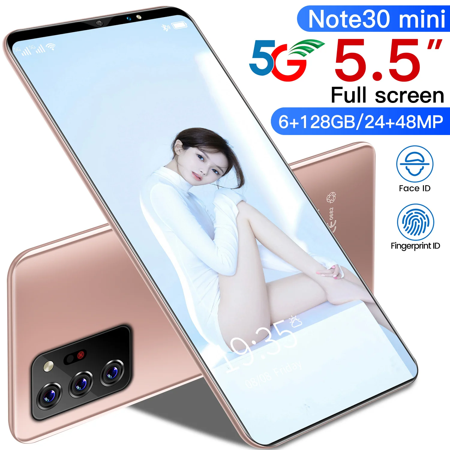 

Note30 Mini 5.5 Inch 6+128GB Fingerprint ID Deca Core 4800mAh Smart Phone MTK6889 24+48MP 10 Core Dual SIM+Micro SD Mobile Phone