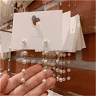 Женские длинные серьги с искусственным жемчугом, свадебные серьги с Белым Круглым жемчугом, ювелирные изделия в Корейском стиле, 2020