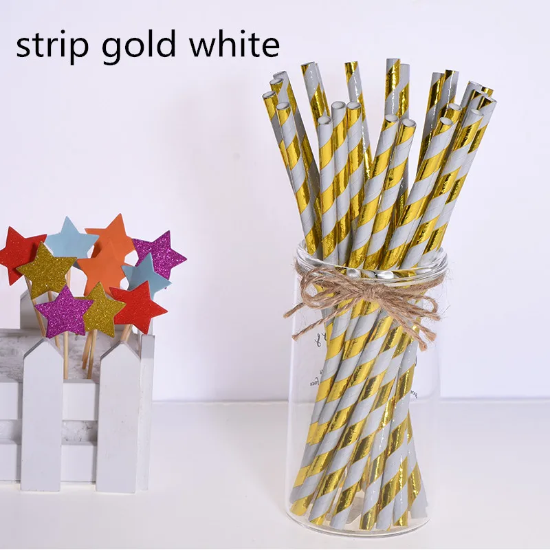 hot gold white 25 шт eco-friendly зеленый бамбук бумажные, с пандой соломинки для дня рождения Свадебная вечеринка Baby Shower украшения событие для питьевой воды - Цвет: hot gold white