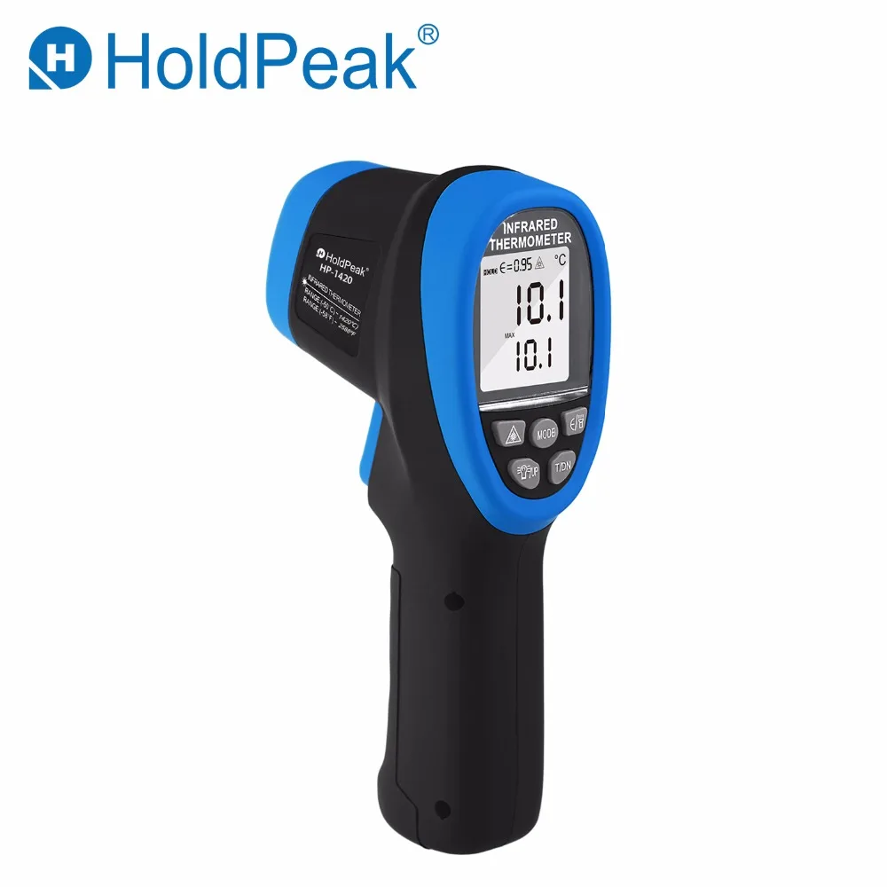 HoldPeak HP-1420 Digital Infrared Thermometer -50~1420°C Temperature Measuring 30:1 DS LCD Pyrometer Gun with Alarm Seting