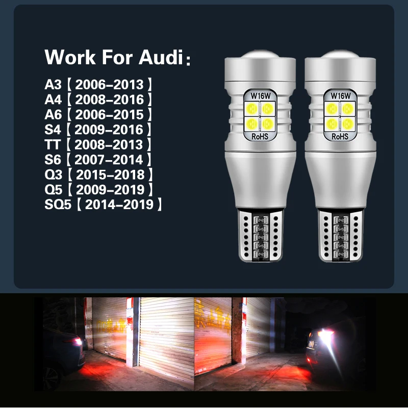 Светодиодная лампа задсветильник хода W16W T15 921 Canbus для Audi A3 8P A4 B8 B9 A6 C6 C7 S4 S6 SQ5 Q3 Q5 A1 TT