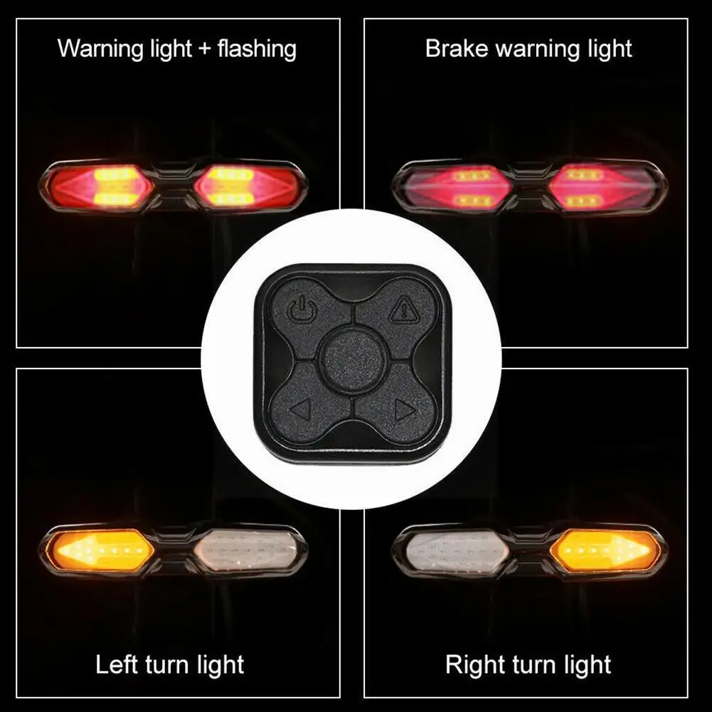 

Bicycle Turn Signal Tail Light Wireless Remote Bike Warning Waterproof Riding Led Usb Safety Charging Parts Bicycle Lights G8x2