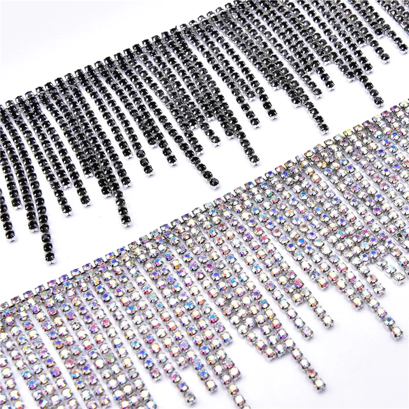 Bling 1 м/лот Стразы для танцев с украшениями в виде серебристых кристаллов цепи