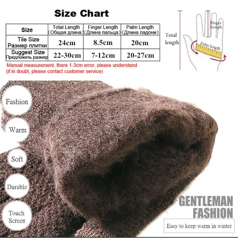 

Thick Mens Winter Gloves Cold Weather Knit Gloves Thermal Mittens Unique Knitted Gloves