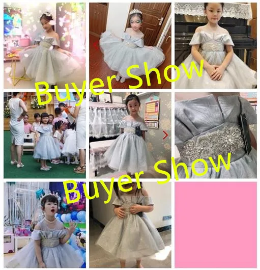 

Luxury Flower Girl Dresses Mesh Sequines Beading Stitching Princess Dress Birthday Holy Communion Dress for Girls Vestidos L328