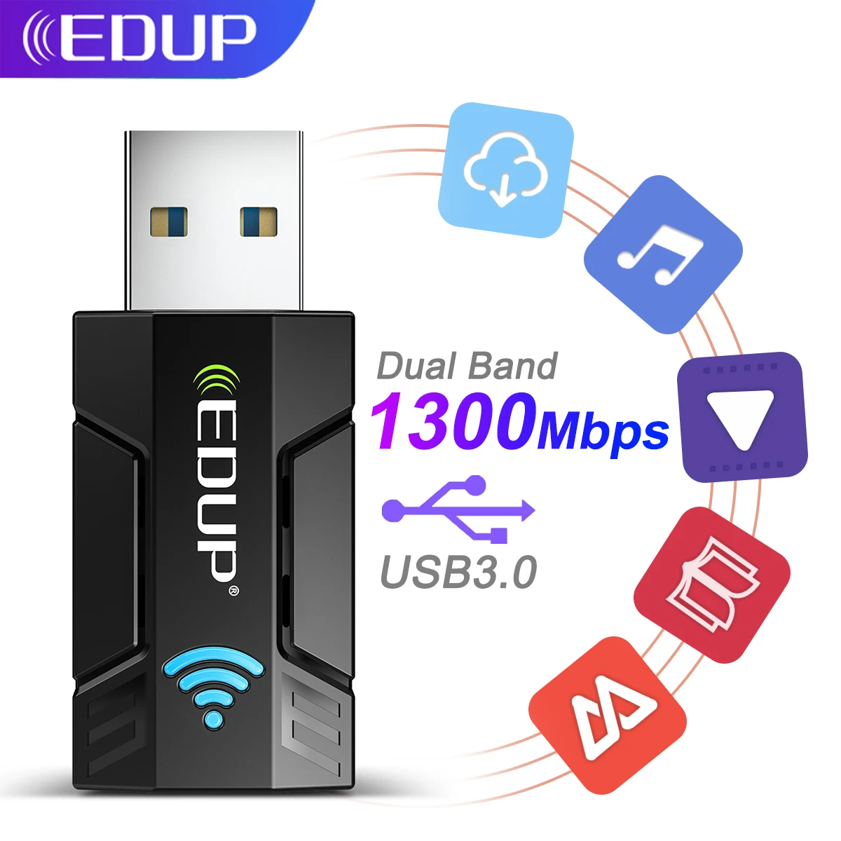 Беспроводная сетевая карта EDUP 1300 м USB 2 4 Wi-Fi адаптер ГГц и телефон Двухдиапазонный