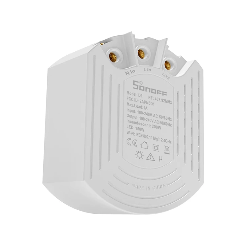 

SONOFF D1 Wifi Smart Dimmer Switch DIY Smart Home Mini Switch Module Adjust Light Brightness APP/Voice/RM433 RF Remote