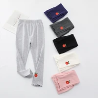 girls wood ear leggings embroidered apple for girls pants teens kids girls casual sport trousers children pencil pant