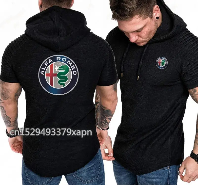 Мужская толстовка с капюшоном alfa romeo летняя коротким рукавом пуловер в стиле хип