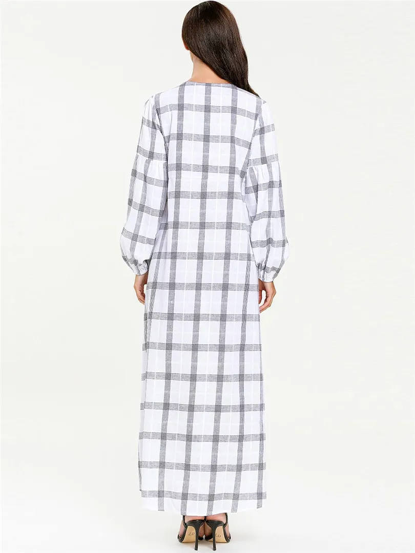 Особый дизайн женское платье в белую полоску Национальный халат Исламская