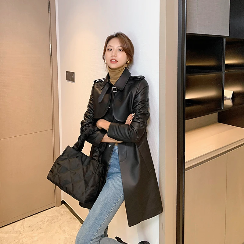 

Высокое Качество Куртки из натуральной кожи для женщин; Сезон весна-осень; 2021 женская одежда женский шарф из настоящей шерсти кролика дубле...