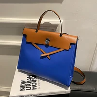 vintage large contrast tote bag 2022 new high quality pu leather womens designer handbag luxury brand messenger bags