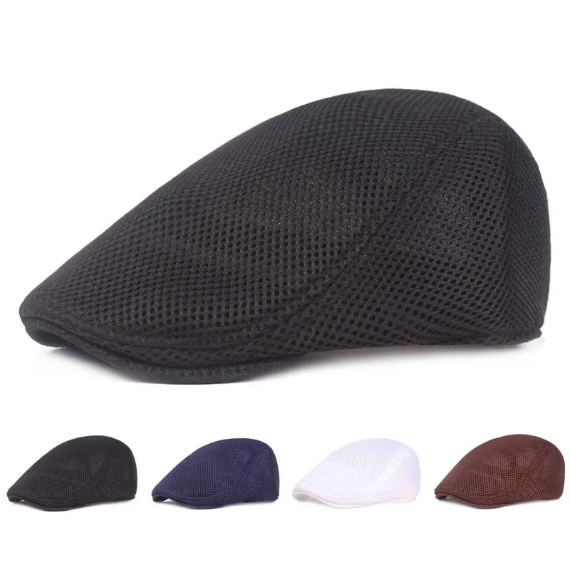 

Summer Men Women Casual Beret Hat Fashion Breathable Mesh Flat Cap Newsboy Style Beret Hats Adjustable Adjustable Caps Gorras