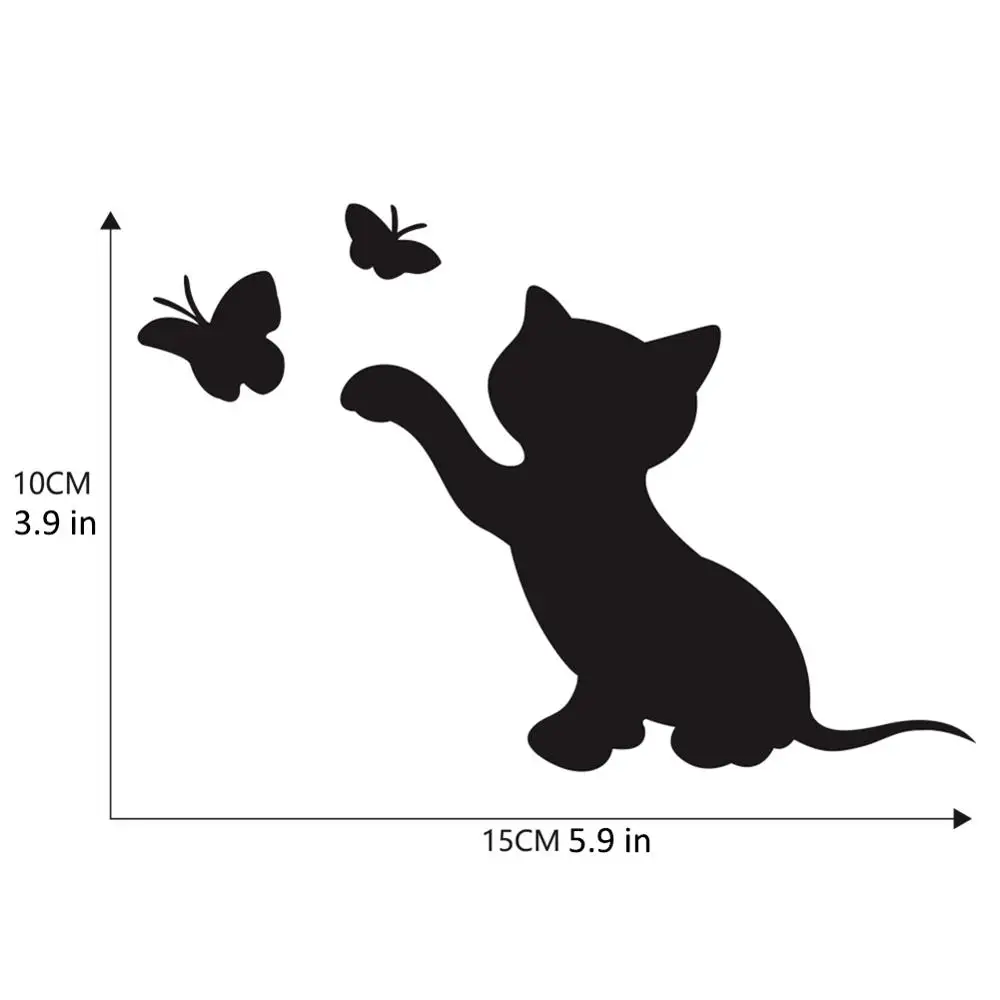 

3Pcs Vinyl Decal Car Sticker Decal Bumper Vinyl Cat Butterfly Fashion Decor Car Sticker Decorative Accessories Car Exterior