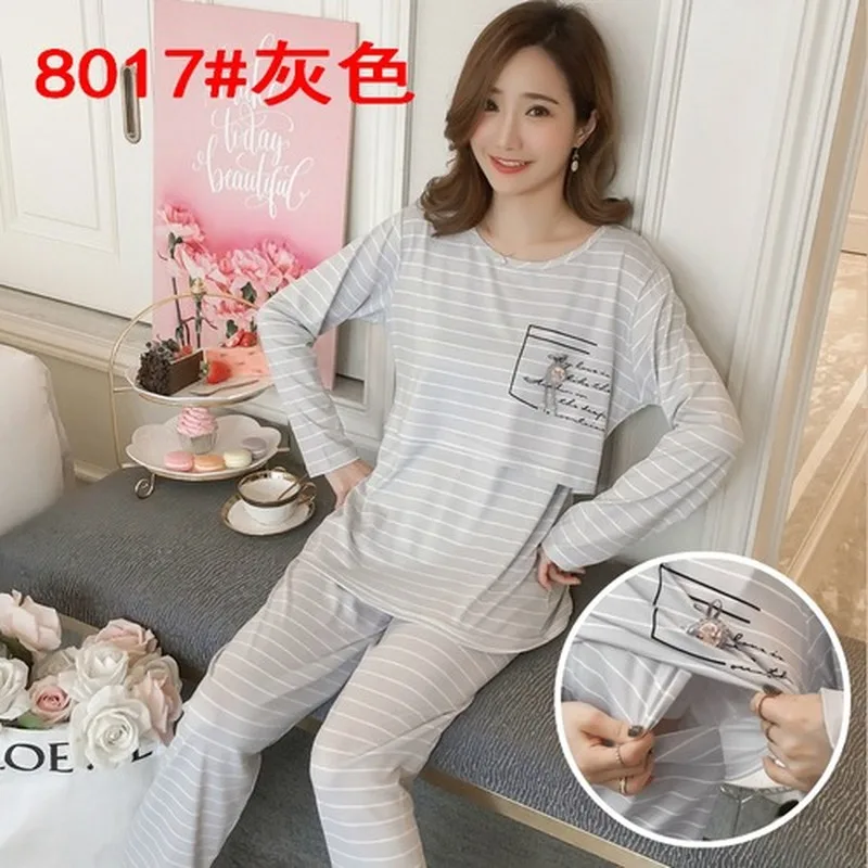 Одежда для сна беременных женщин осенний пижамный комплект повседневная одежда