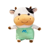dropshipping 1pc 23 40cm kawaii animals kid toys milk cow wearing overalls cartoon stuffed cattle plush toys for kid cute gift