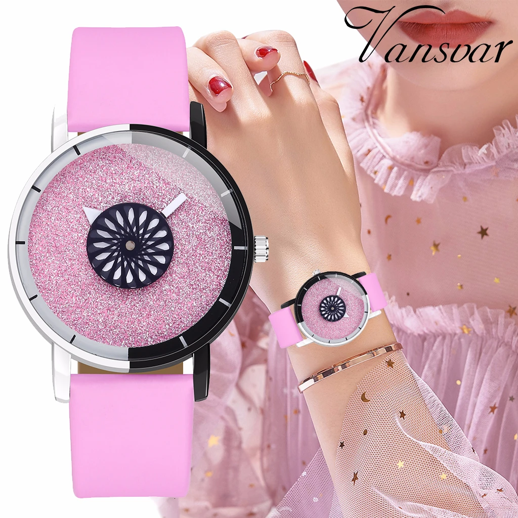 

Women Starry Sky Watch Luxury Leather Turnable Second Hand Quartz Watch Gift Clock Relogio Feminino