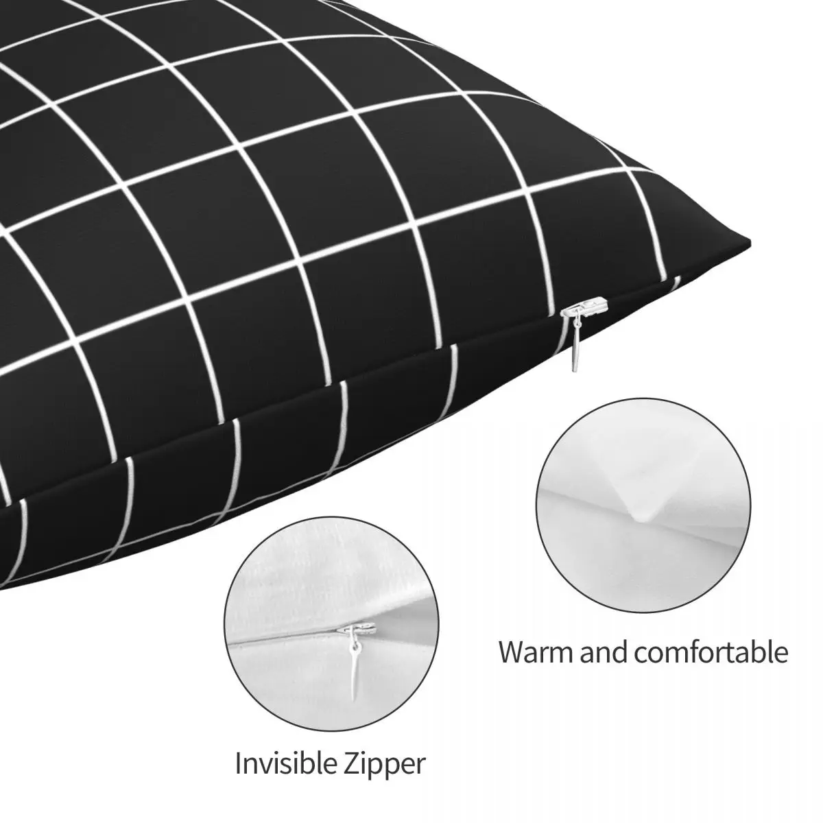 Чехол для подушки с белым и черным принтом из полиэстера льна
