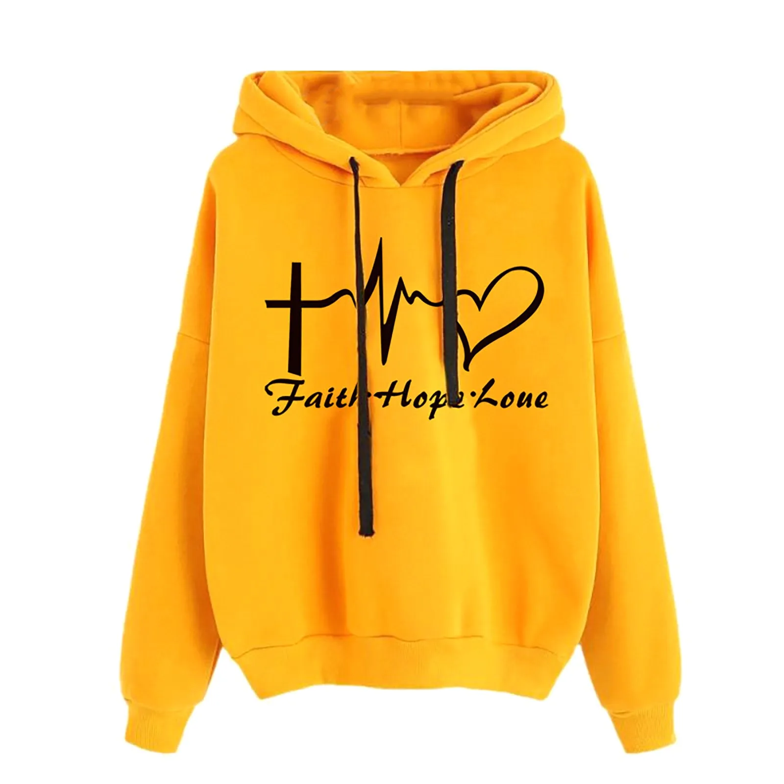 Women Autumn Winter Hoodie Sweatshirt Pullover Tops Long Sleeved letter heart print oversized hoodies sweatshirts Harajuku