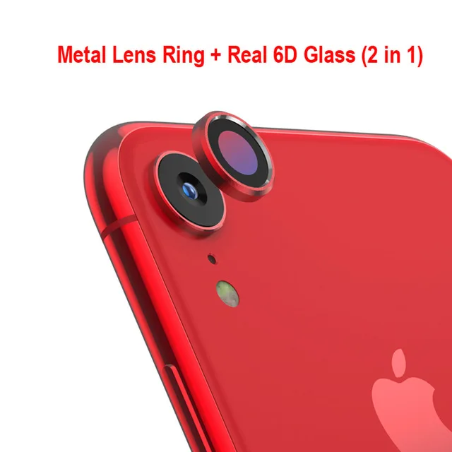 2 in 1 red Камера металлическое кольцо Стекло протектор для iphone XR закаленные линзы пленка+ задняя крышка чехол Защита экрана для iphone XR аксессуары - Цвет: 2 in 1 red