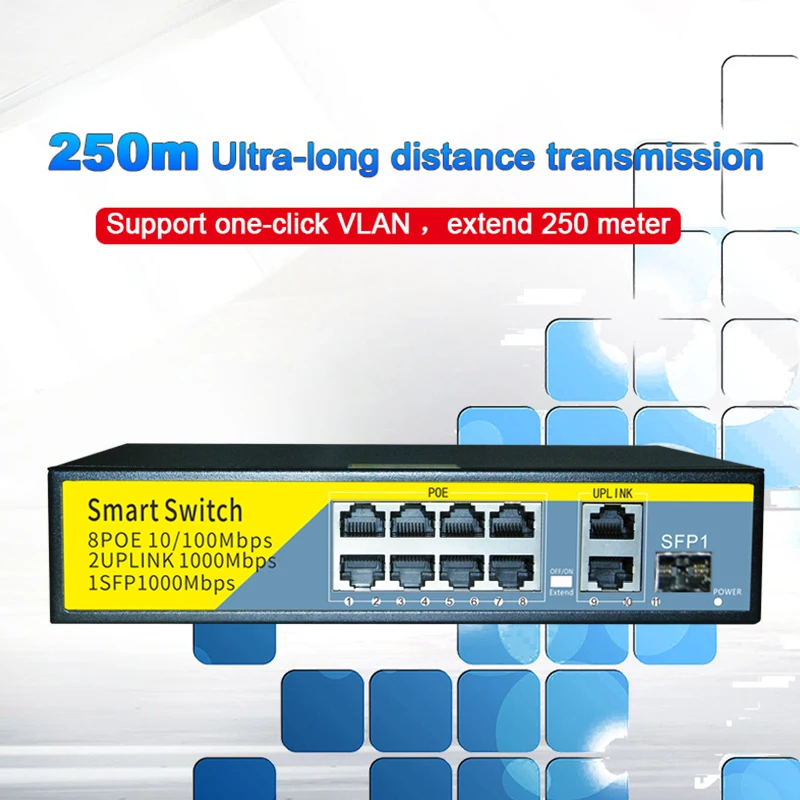 TEROW POE Ethernet Gigabit Switch 4/6/8 Port Standard POE 100/1000Mbps For IP Camera 250m Lightning Protection with Uplink/SFP images - 6