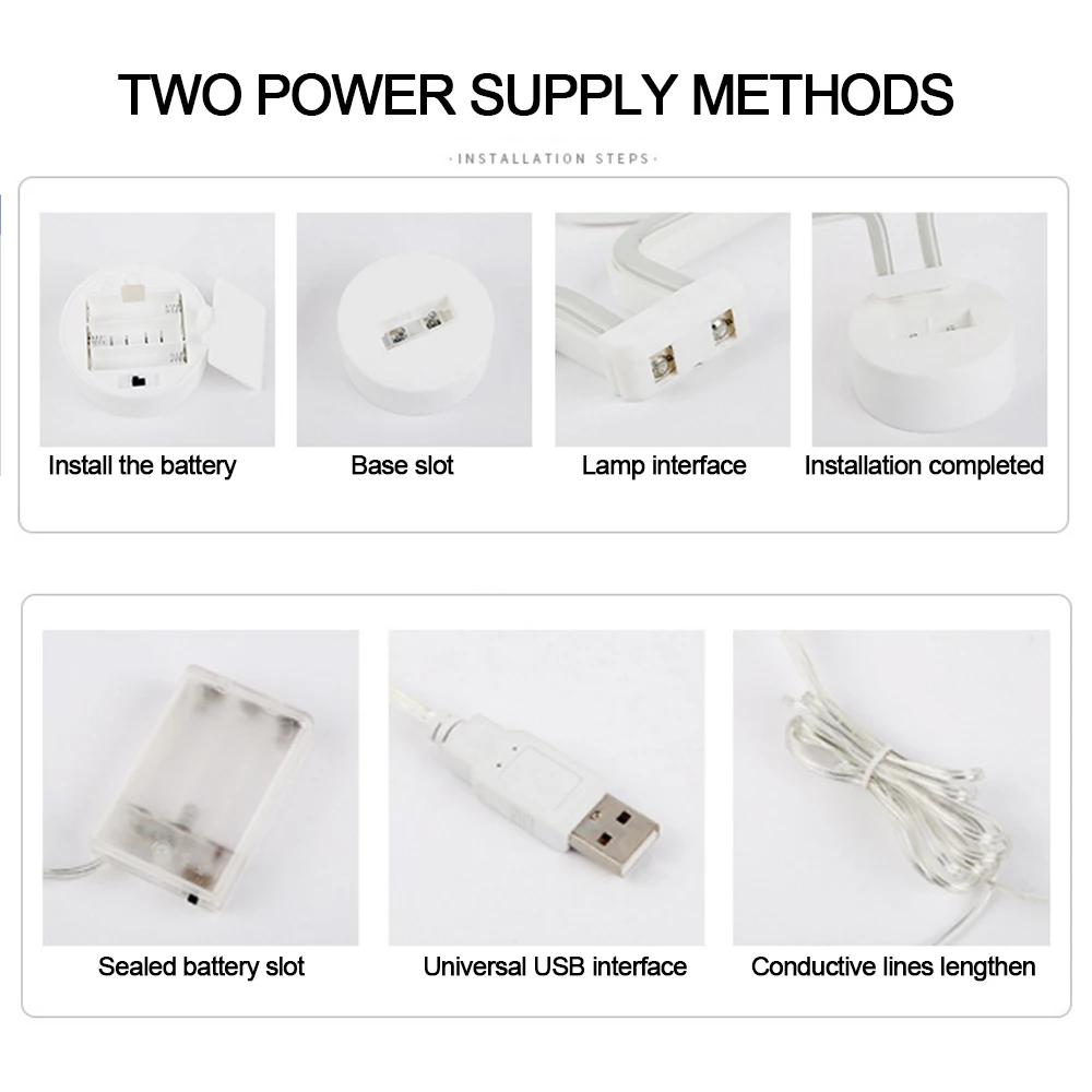 Светодиодный неоновый светильник с питанием от USB/аккумулятора цветной USB