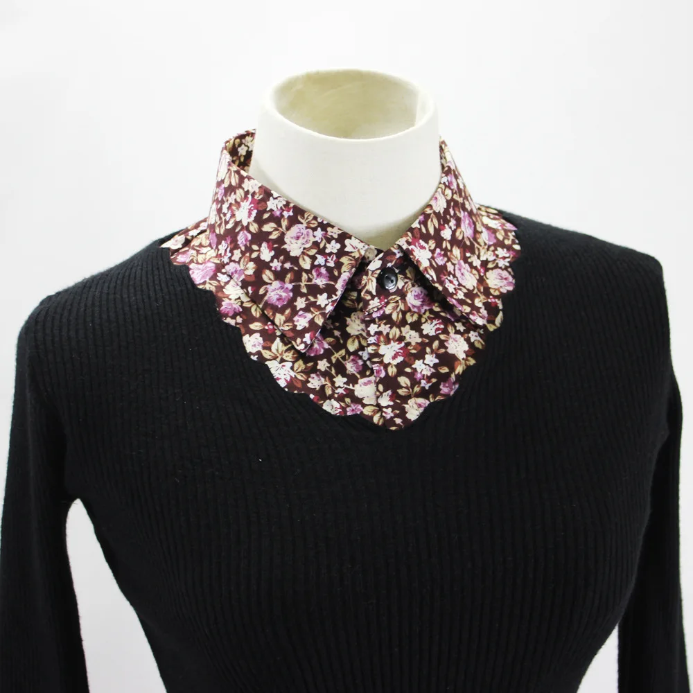 Linbaiway хлопок Поддельный Воротник для мужские Для женщин Цветочный Съемная