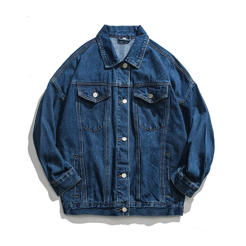 Джинсовая мужская джинсовая куртка с капюшоном Мужское пальто длинным рукавом