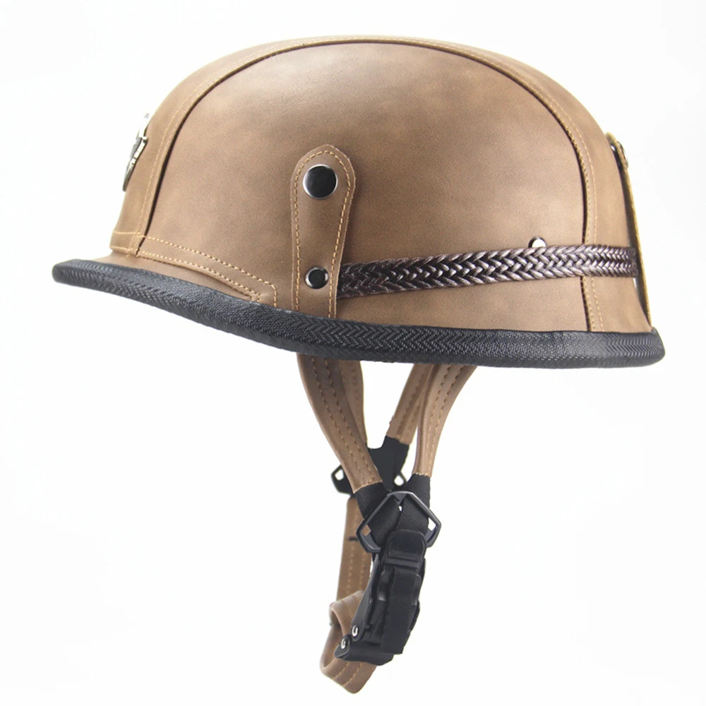 Классический ретро мотоциклетный полушлем мужской кожаный винтажный шлем в