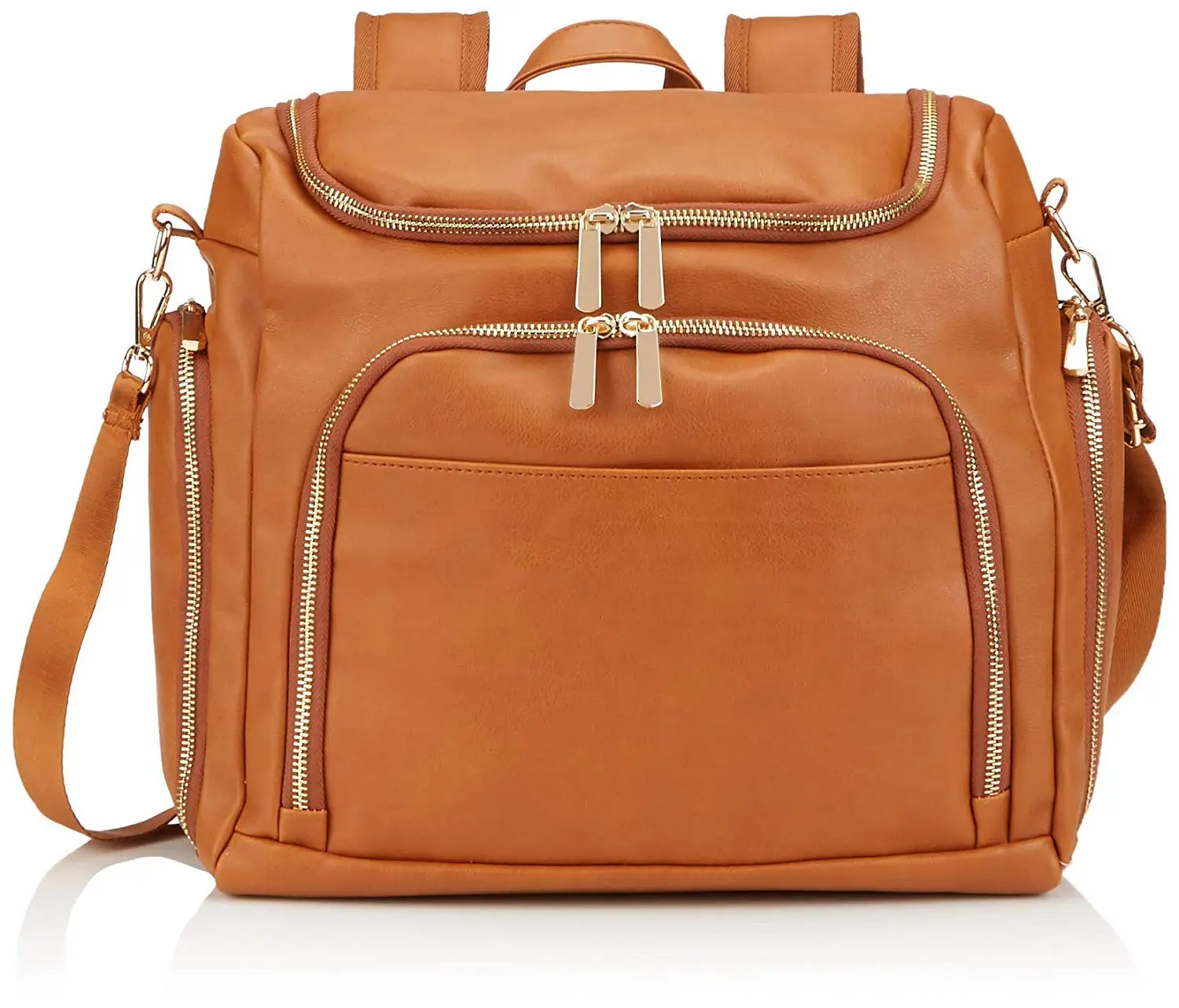 Bolsa de pa&ntilde;ales 7 en 1 para beb&eacute;, bolso de maternidad de cuero PU s&oacute;lido, mochila de viaje de gran capacidad, bolsas de cochecito con cambiador-4