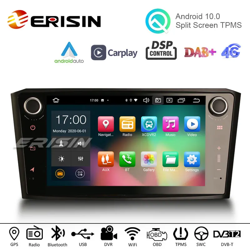 Erisin 8107 8 &quotDSP Octa Core Android 10 0 Car Stereo DAB Navi OBD2 WiFi CarPlay Auto DVR BT GPS для TOYOTA AVENSIS T25 2003