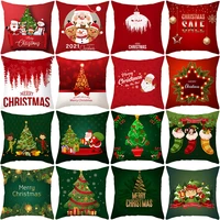 merry christmas home decor cushion cover christmas cartoon santa claus red throw pillow cover decorative pillow cases for sofa