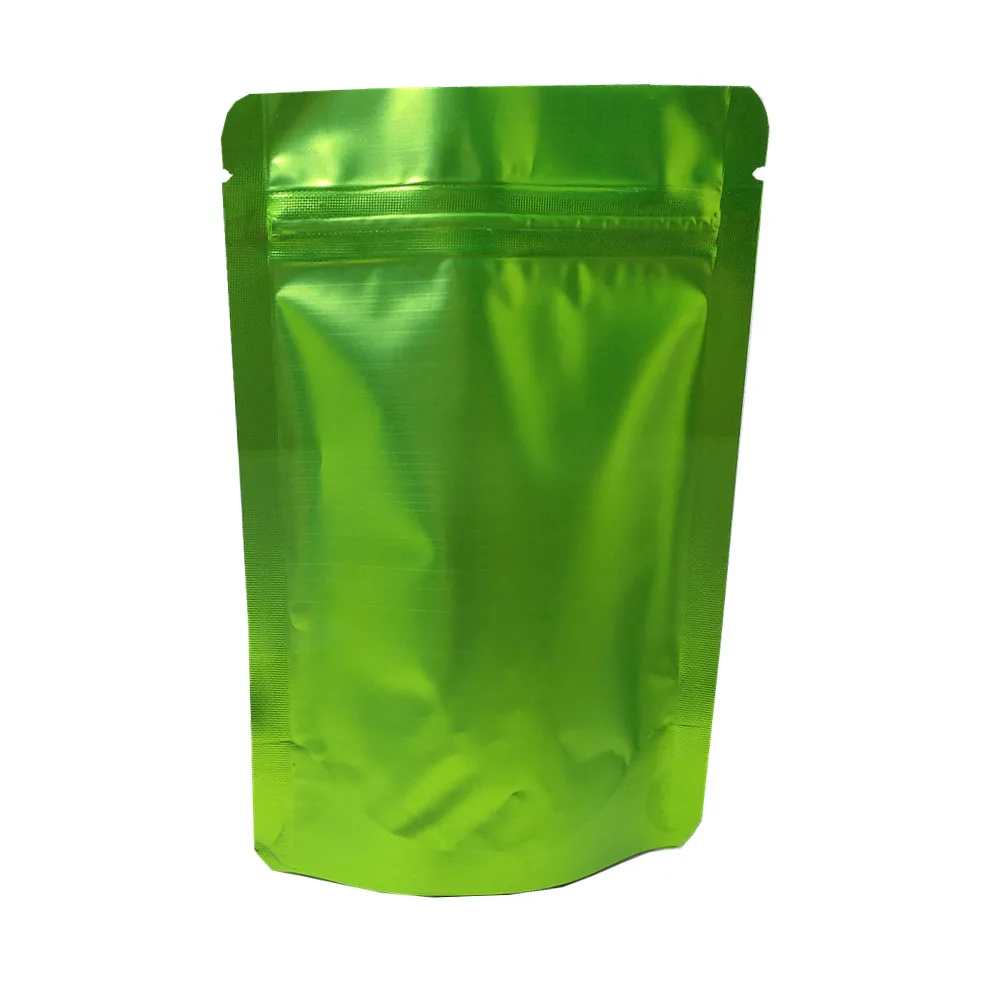 100 шт пакет с замком-молнией матовый зеленый из алюминиевой фольги посылка для