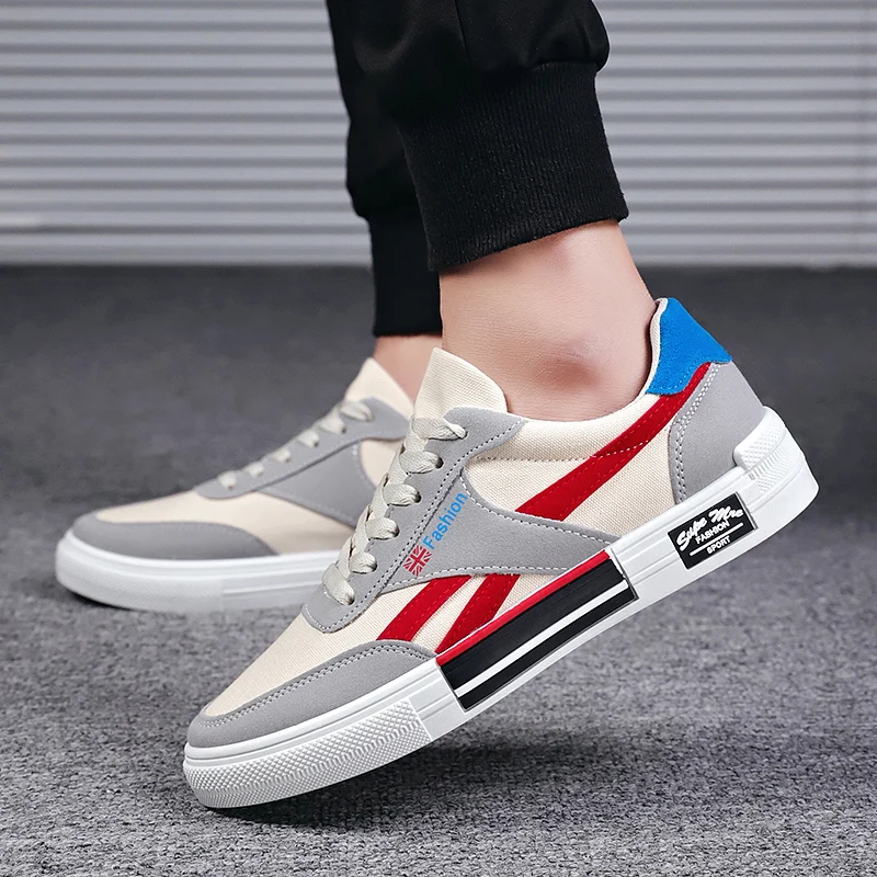 

2020 Men's Vulcanize Shoes Men Fashion Canvas Shoes Lace-up Casual Men Flats Shoes Male Sneakers Breathable Canvas Shoes 39-44