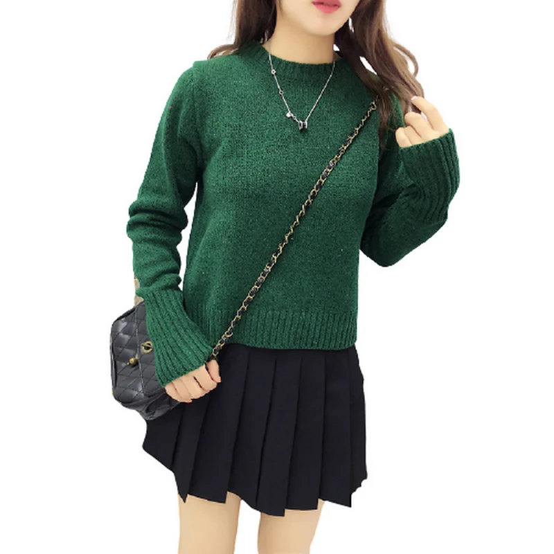 

Autumn Winter 2020 Korean Women Sweater New Caual Solid Knitted Pullovers O Neck Long Sleeve Sweaters Women