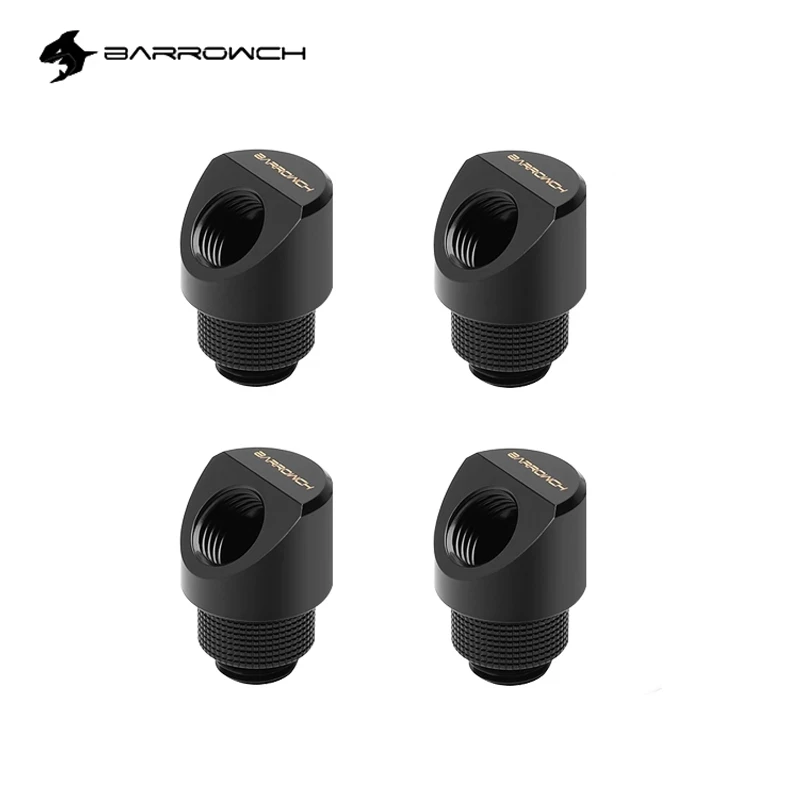 

4PCS BARROWCH G1/4" 45 Degree 360 Rotary Computer Water Cooling Build Necessary Fittings, Connector,Black,Silver,FBWT45-MR