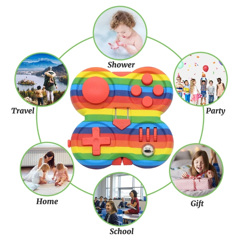 

Fidget Pad Cube Sensory Spinner Anxiety Release Gadget with Rainbow Color Stressful Vent Pad Hand Spinner Toy Popper ADD