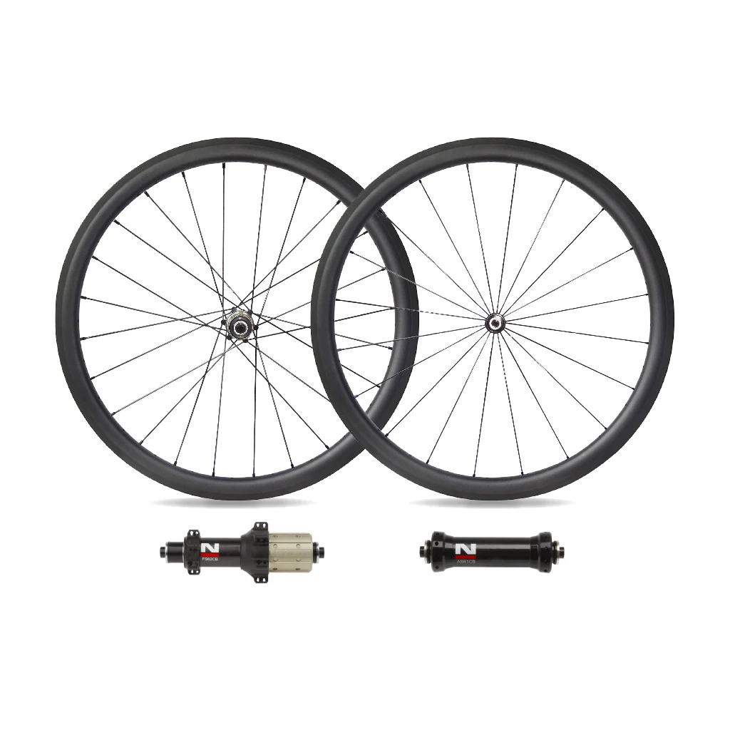 

7-Tiger 38mm 700c Carbon Racing Bike Wheels Tubeless Elite Complete Wheelset Rim Brake Brompton Novatec AS61CB FS62CB Hub