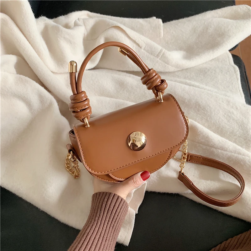 Роскошные женские маленькие сумки полумесяца на плечо с металлической цепочкой