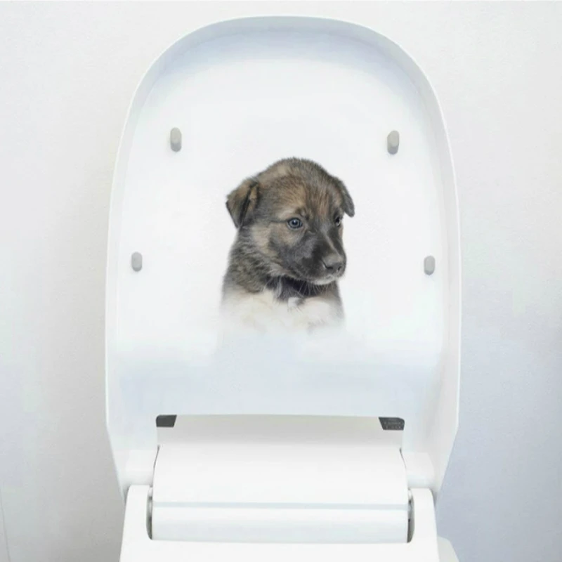 

Fashion 3D Cats Toilet Stickers Lovely Animal Wall Decal Lovely Blue Cat Home Decor Art PVC Vinyl Bathroom Decoration Waterproof