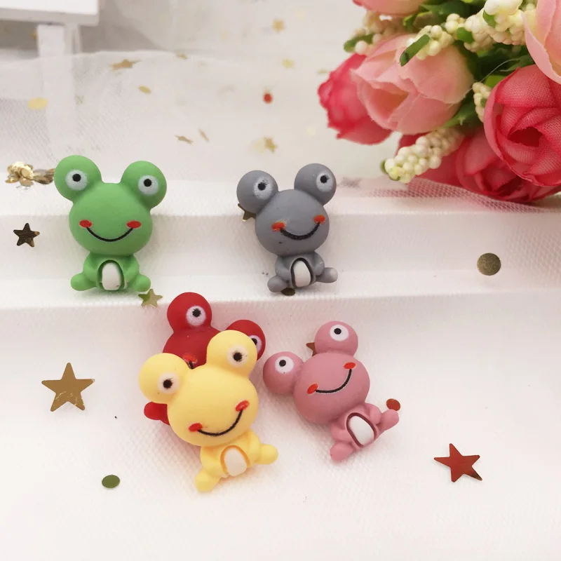 Ручная роспись микс кавайная Красочная 3D лягушка с плоским основанием