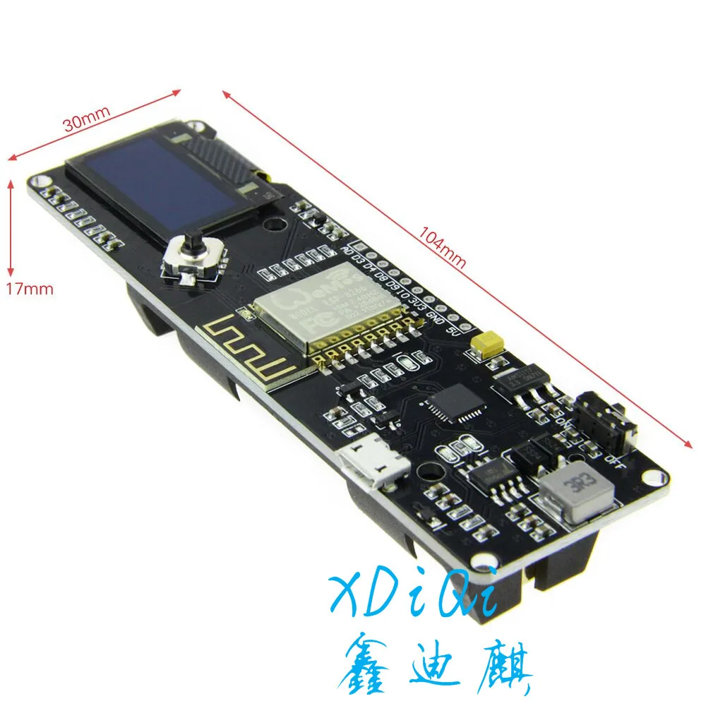 ESP8266 OLED preflashed макетная плата) экран 0 96 дюймов версия-ESP8266 + 18650 Держатель батареи |