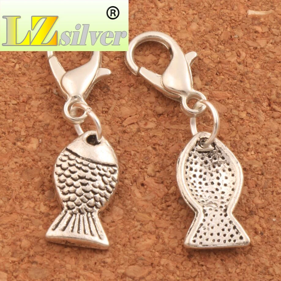 Ocean Fish Sea Creatures Fish Clasp European Lobster Trigger Clip On Charm Beads 27.8x7.4mm 125pcs zinc alloy C060