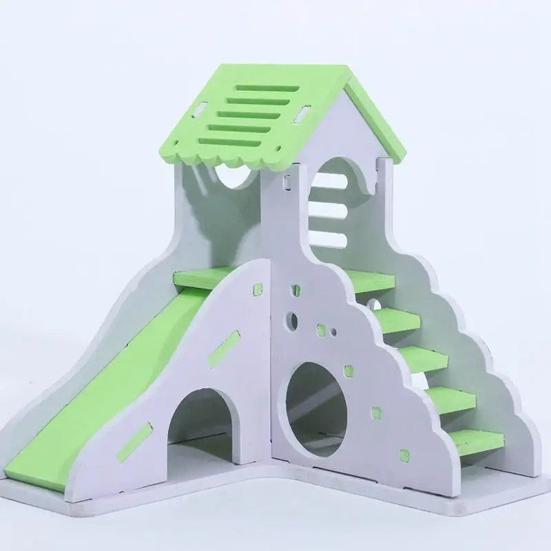 

Хомяк укрытие безопасная двойная Слои хомяк дом мелких животных укрытие деревянный хомяк укрытие беличий домик Coxeer