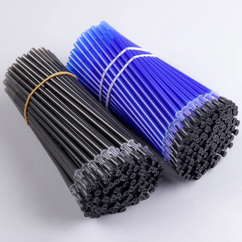 100Pcs/Set Erasable Gel Pen 0.5mm Erasable Pen Refill Rod Blue Black Ink Washable Handle For School Stationery Office Writing
